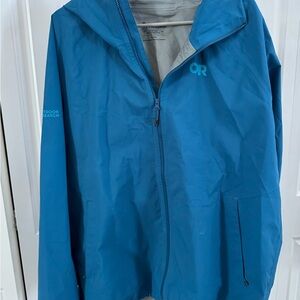 Outdoor Research Vibrant Blue Hooded Rain Jacket